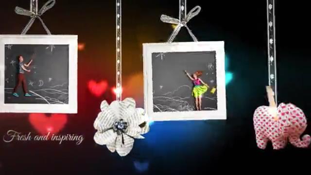 AE模板-浪漫蕾丝绳悬挂着和爱情有关的照片和物件AE模板 AE模版-婚礼庆典-第6张