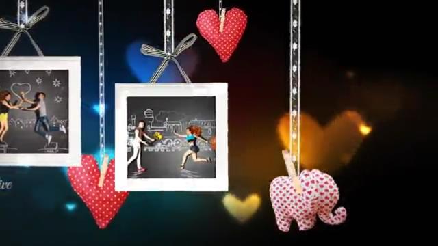 AE模板-浪漫蕾丝绳悬挂着和爱情有关的照片和物件AE模板 AE模版-婚礼庆典-第3张