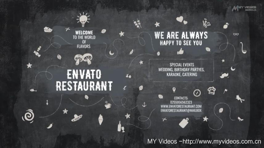 笔刷遮罩餐厅食物宣传介绍片头 AE模版-预告宣传-第9张