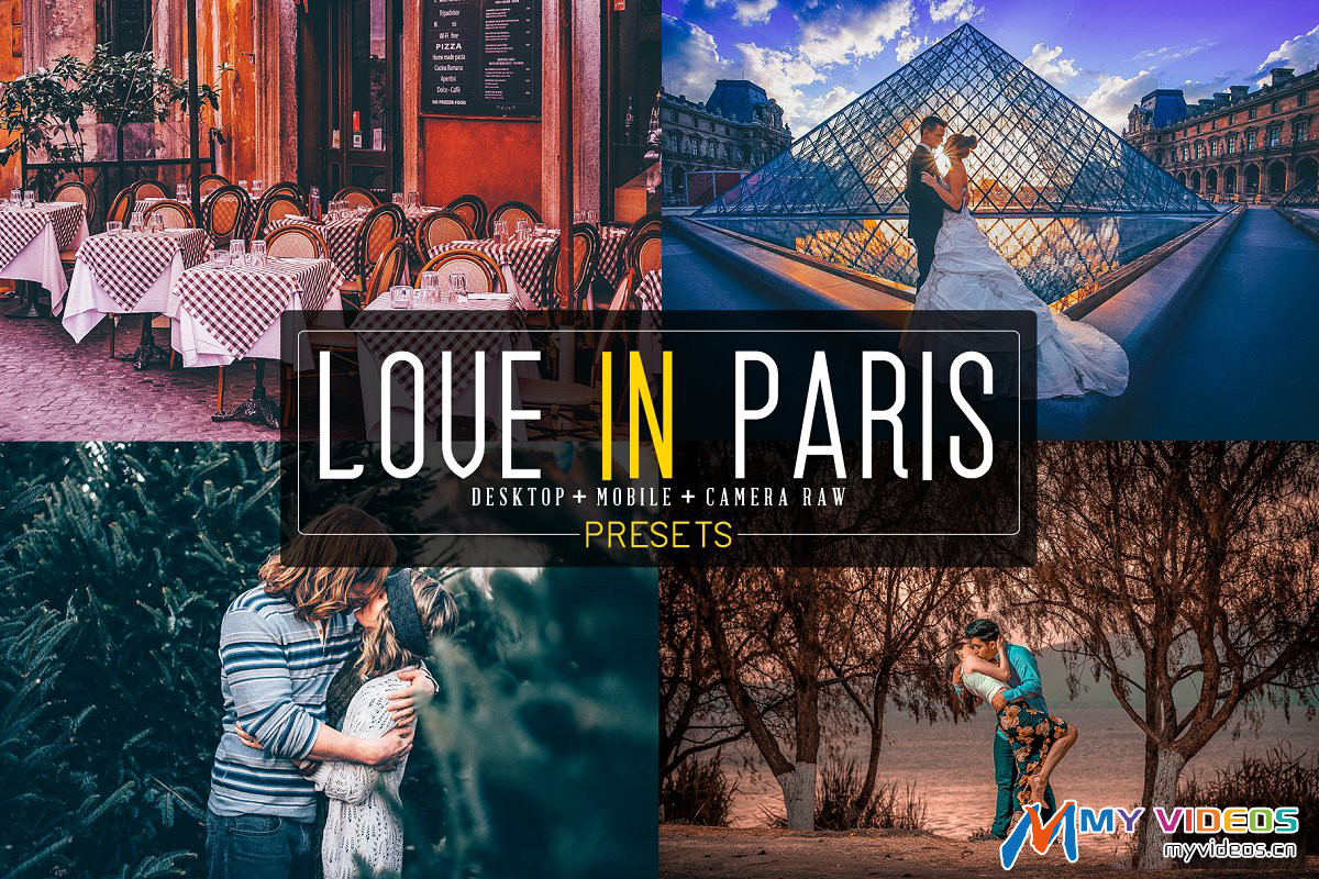 巴黎旅拍婚纱人像Lightroom预设/APP预设 20 Love In Paris Presets LR预设-第1张