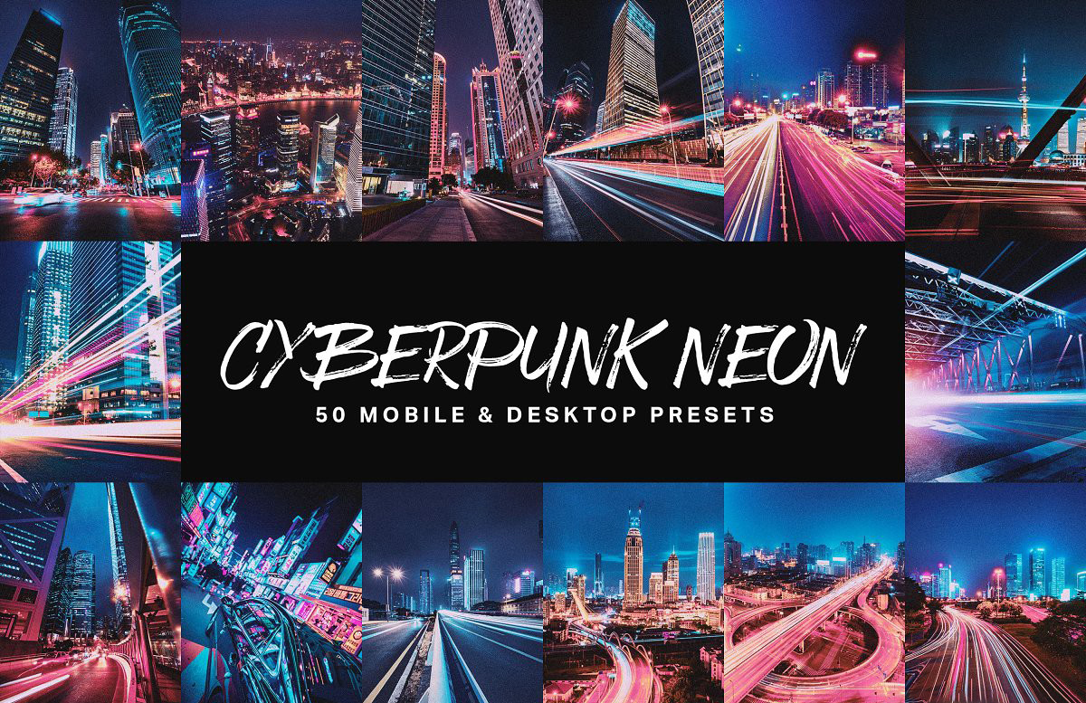 史诗般城市夜景风光LR预设+LUT预设 Cyberpunk Neon Lightroom Presets LR预设-第1张