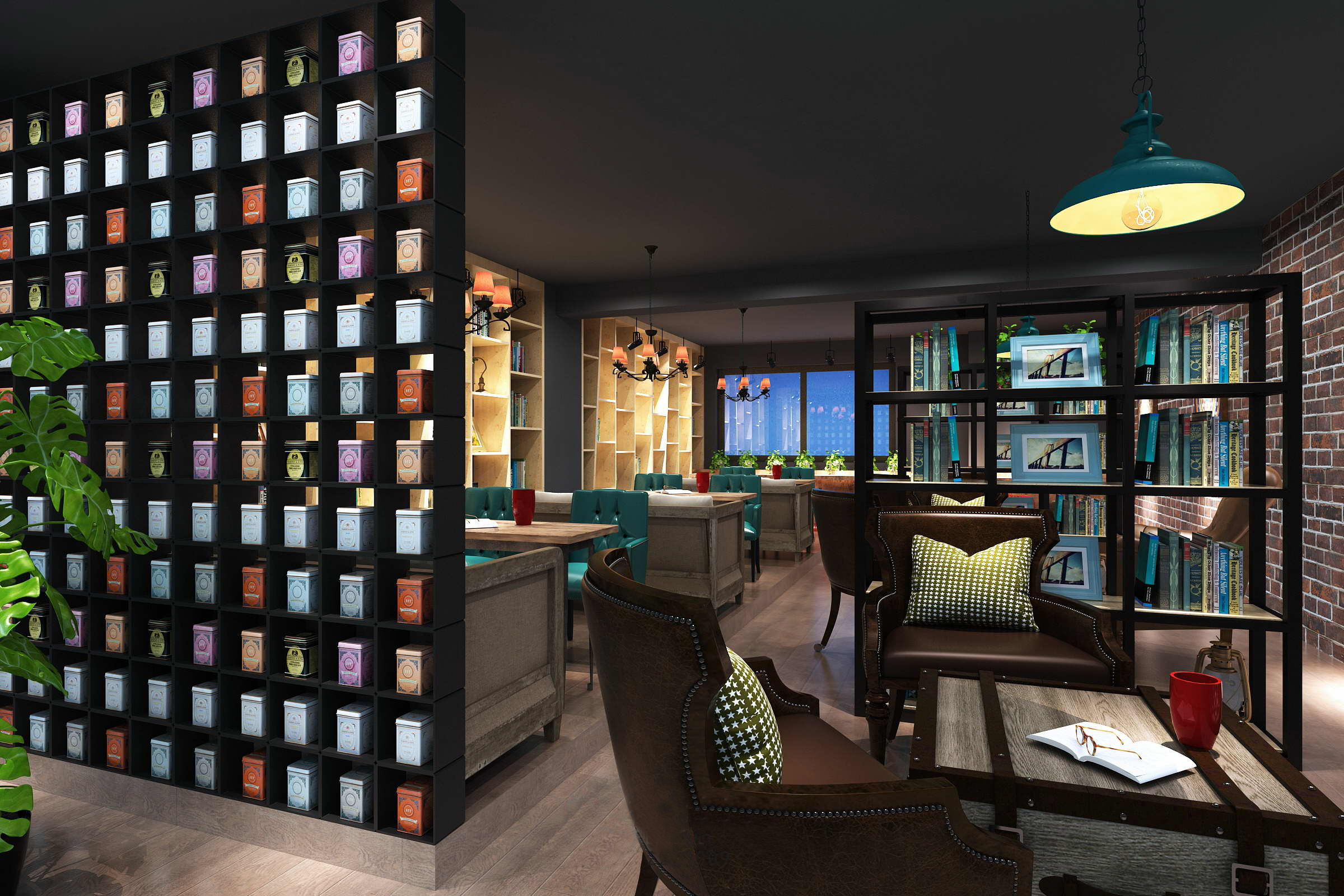3dmax模型 中西餐厅咖啡厅茶楼店面loft工业风格3d室内模型素材 3D模型-第4张