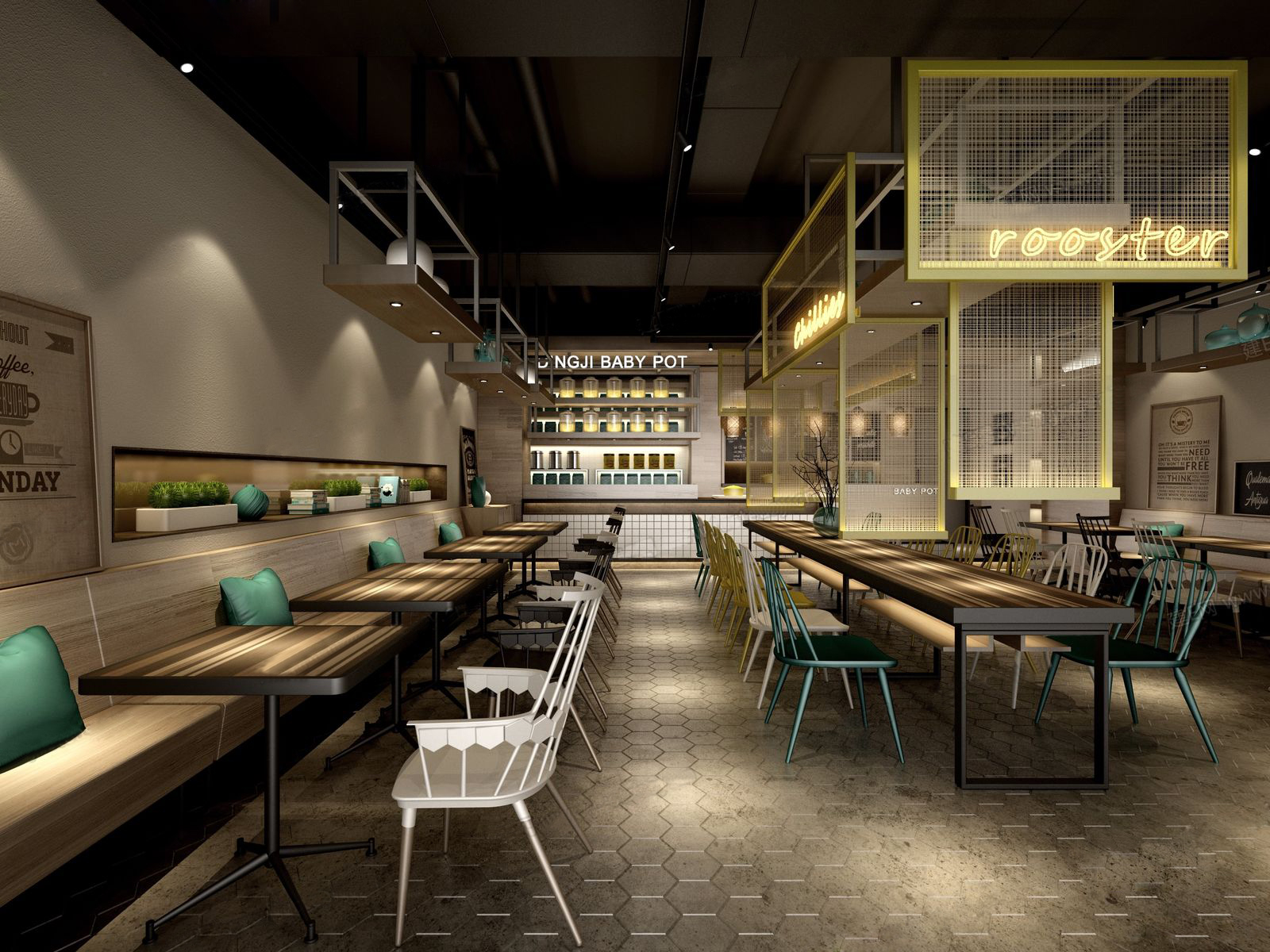 3dmax模型 中西餐厅咖啡厅茶楼店面loft工业风格3d室内模型素材 3D模型-第6张