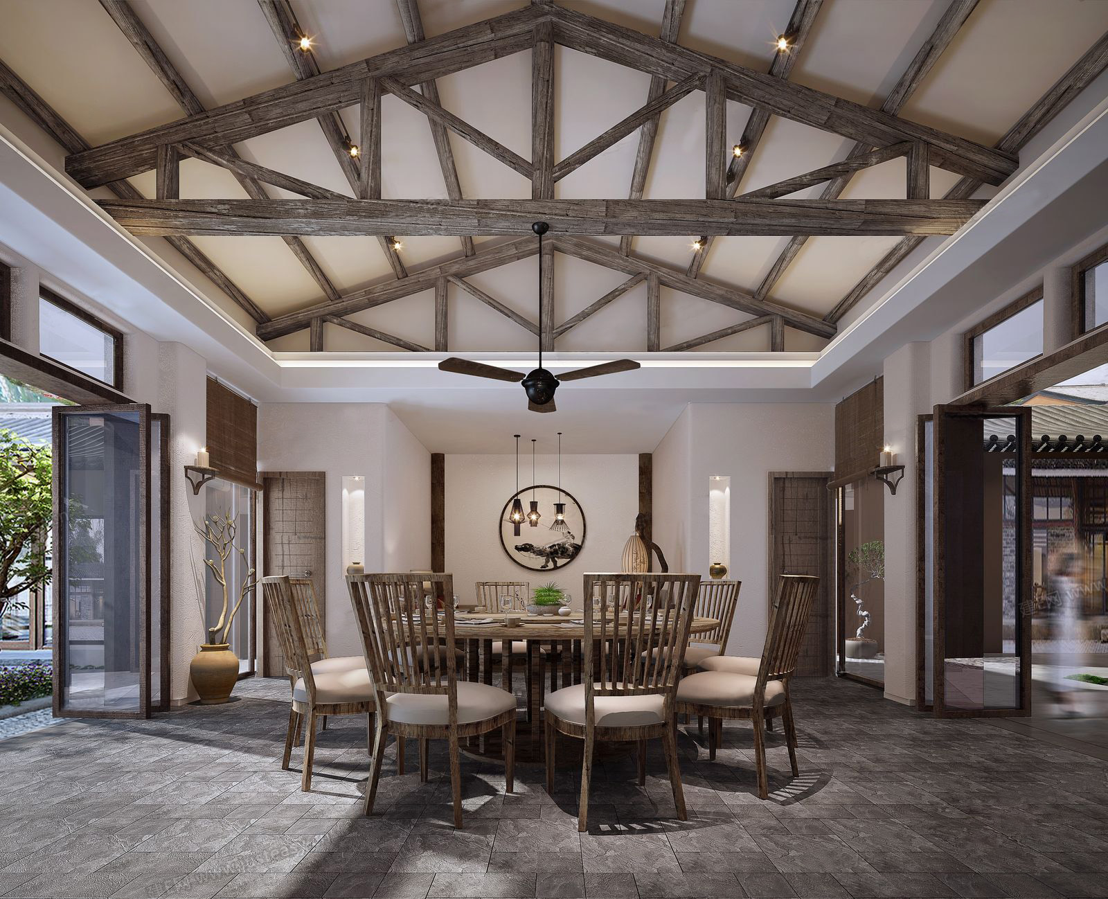 3dmax模型 中西餐厅咖啡厅茶楼店面loft工业风格3d室内模型素材 3D模型-第7张